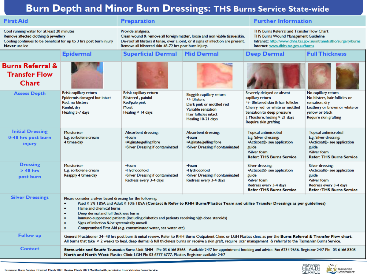 Burn Depth and Minor Burn Dressings Tasmanian Department of Health